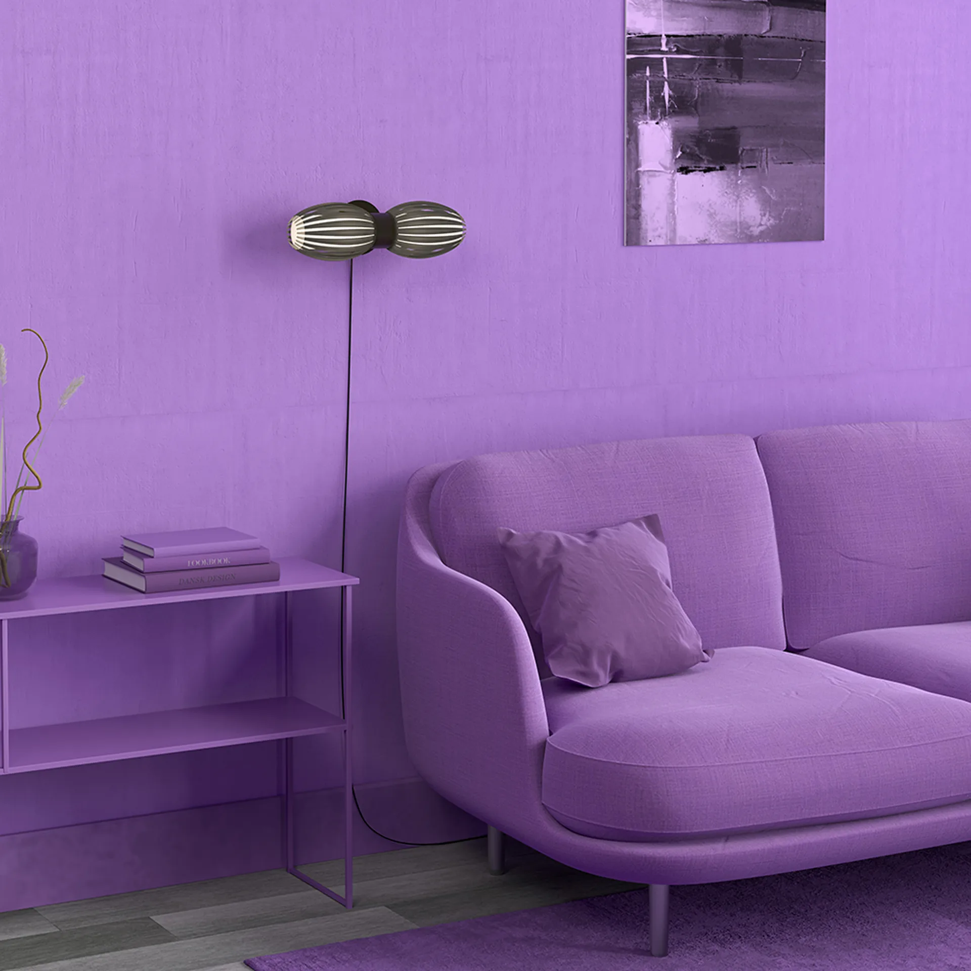 Applique Tentacle duo 34 cm, Nero, tinta affumicata Herstal