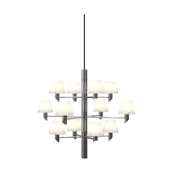 Gil corona 12 lampadario - Cromo-vetro opalino - Herstal