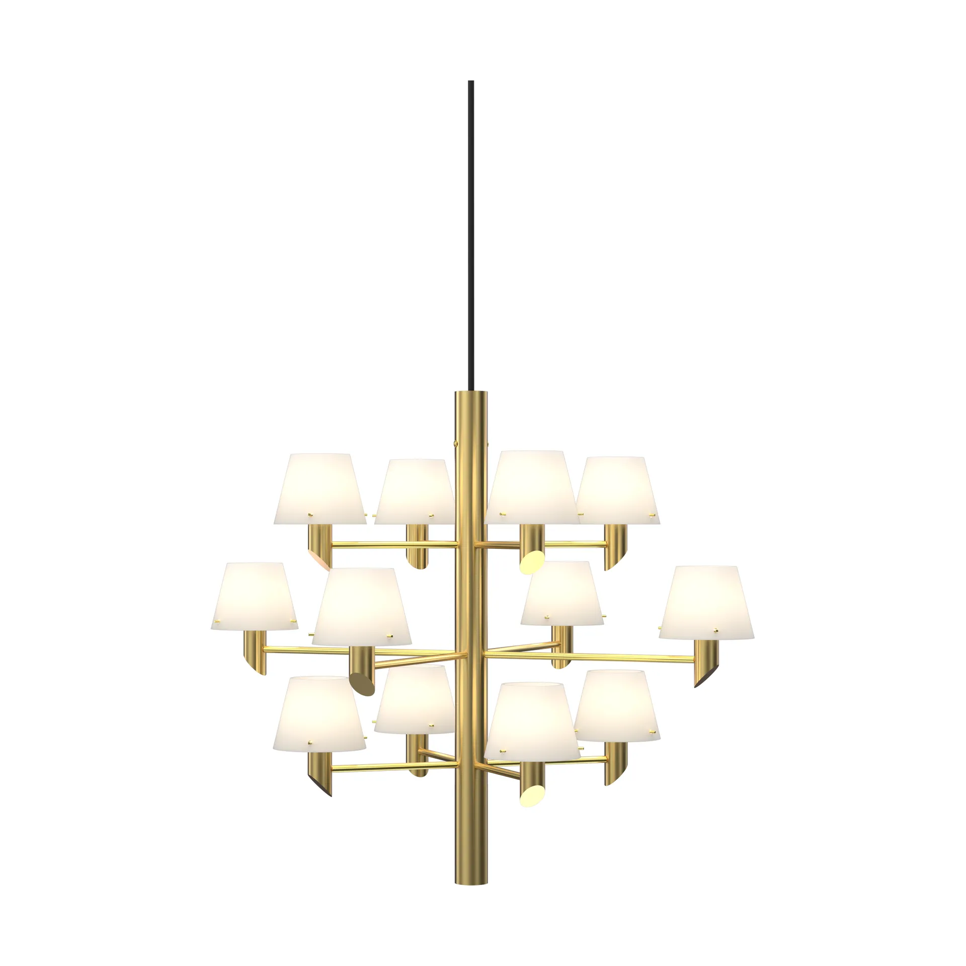 Gil corona 12 lampadario, Ottone satinato-vetro opale Herstal