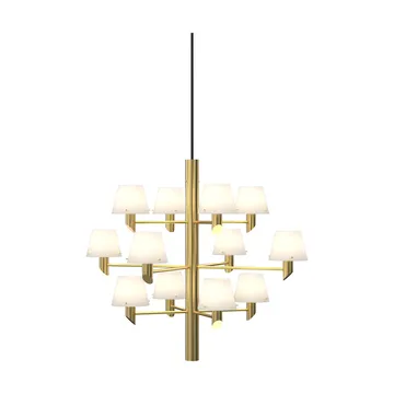 Gil corona 12 lampadario - Ottone satinato-vetro opale - Herstal