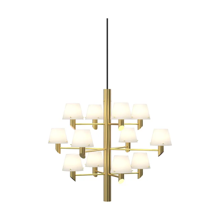 Gil corona 12 lampadario - Ottone satinato-vetro opale - Herstal