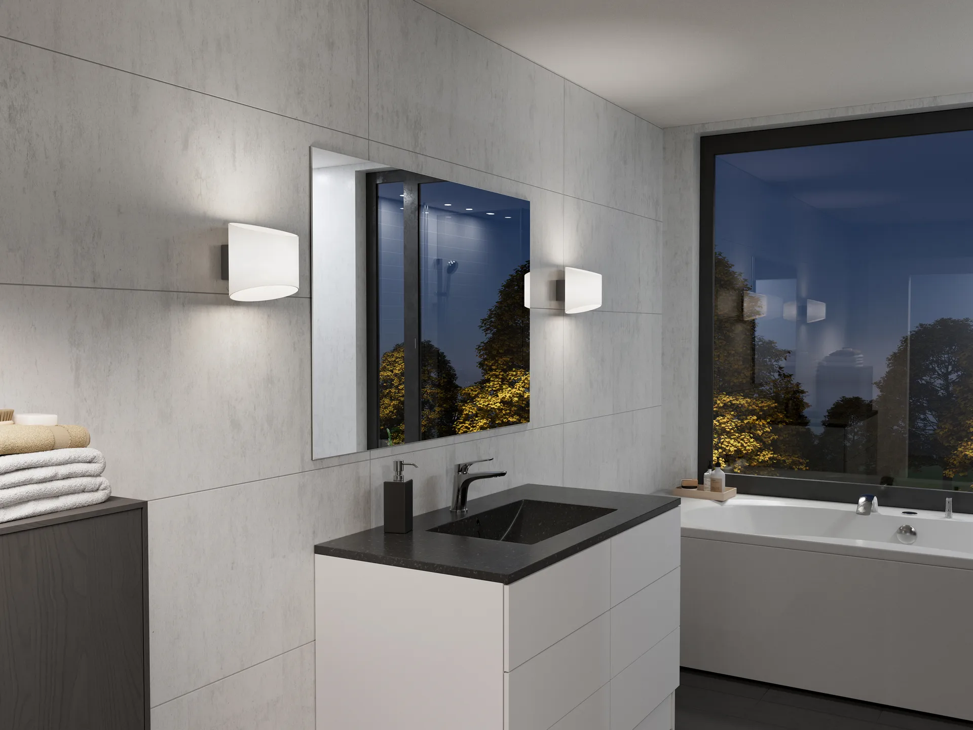 Lampada da parete ovale Evoke, Antracite-opale vetro Herstal