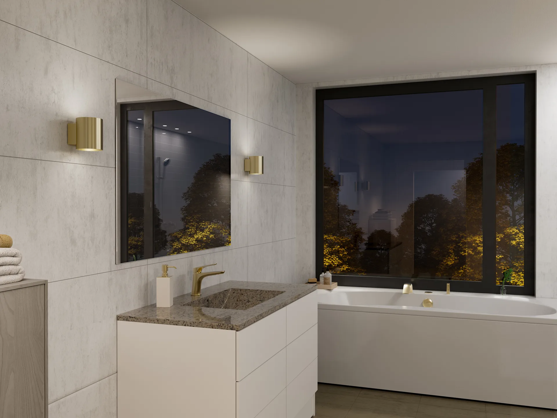 Lampada da parete piccola Evoke, Satin brass Herstal