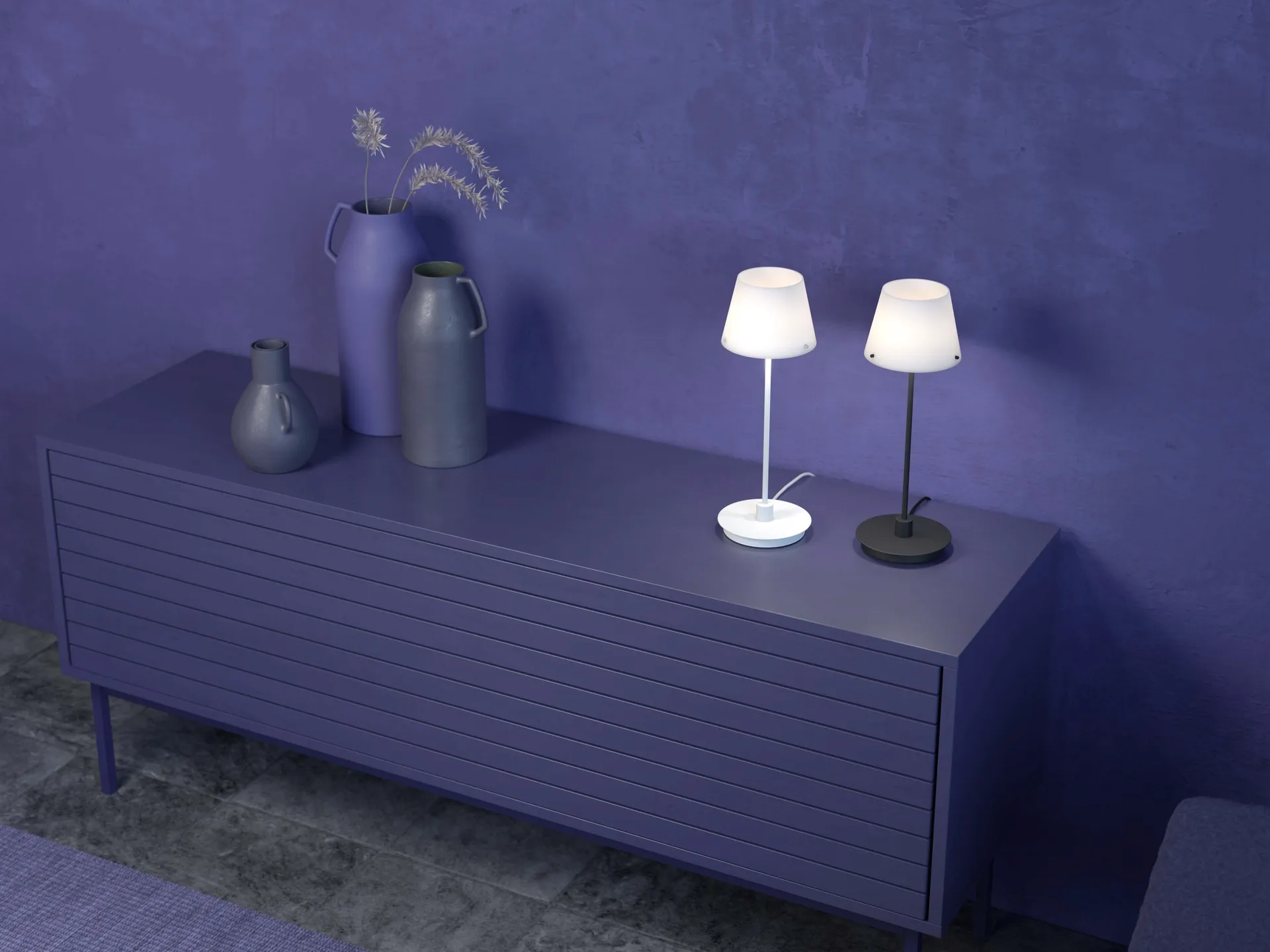 Lampada da tavolo Gil il Grande, Vetro opalino bianco Herstal