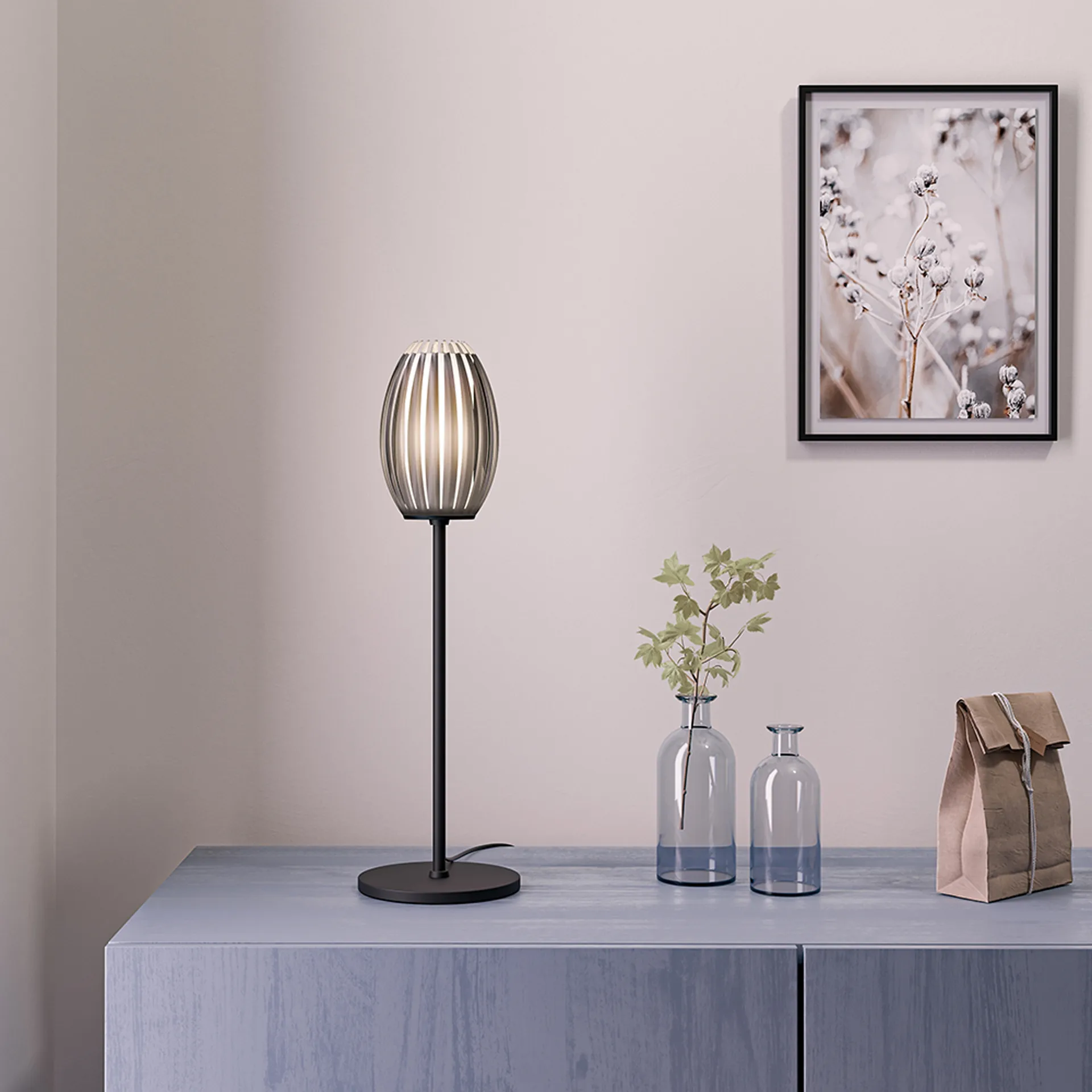 Lampada da tavolo Tentacle 50 cm, Nero, tinta affumicata Herstal