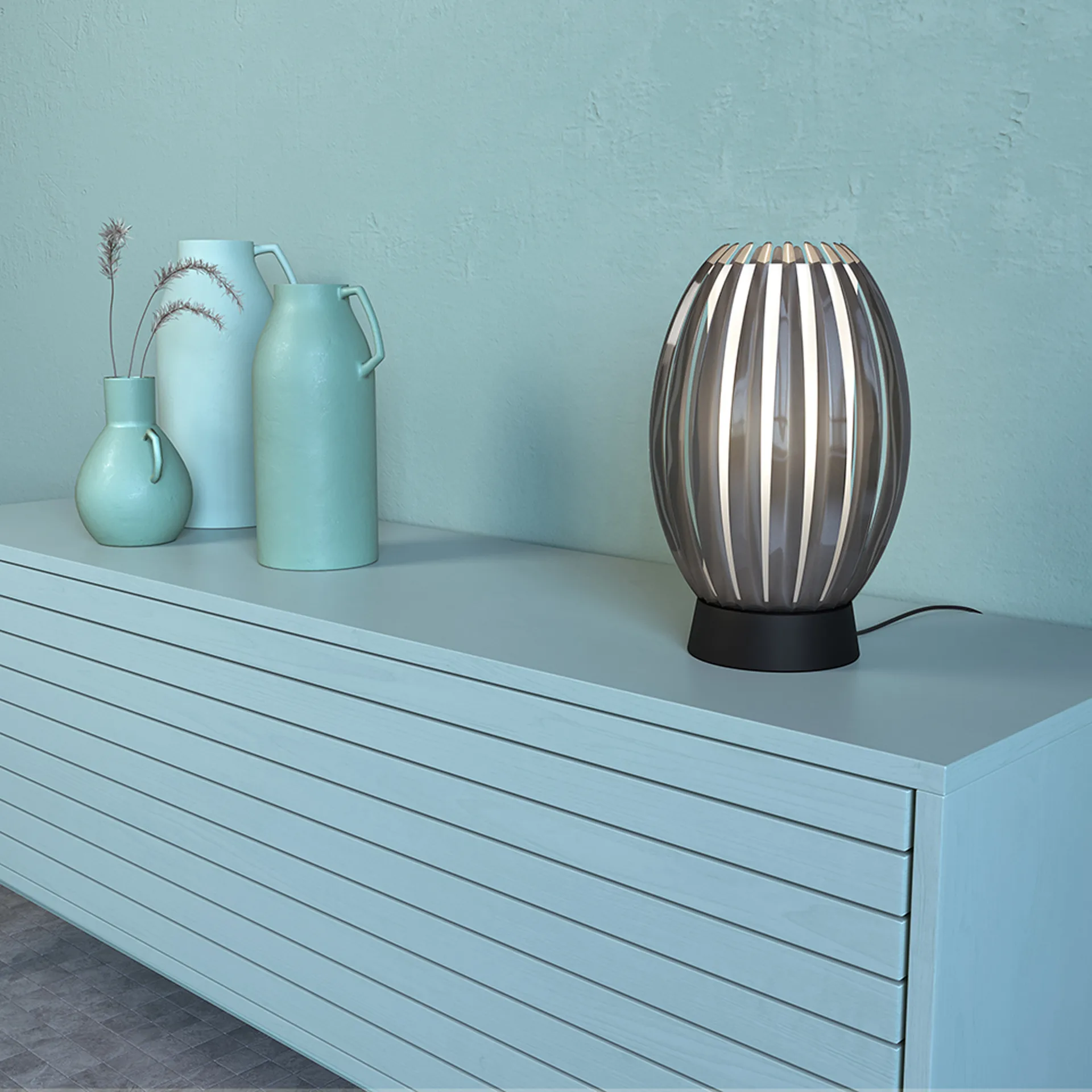 Lampada da tavolo Tentacle M 34 cm, Nero, tinta affumicata Herstal