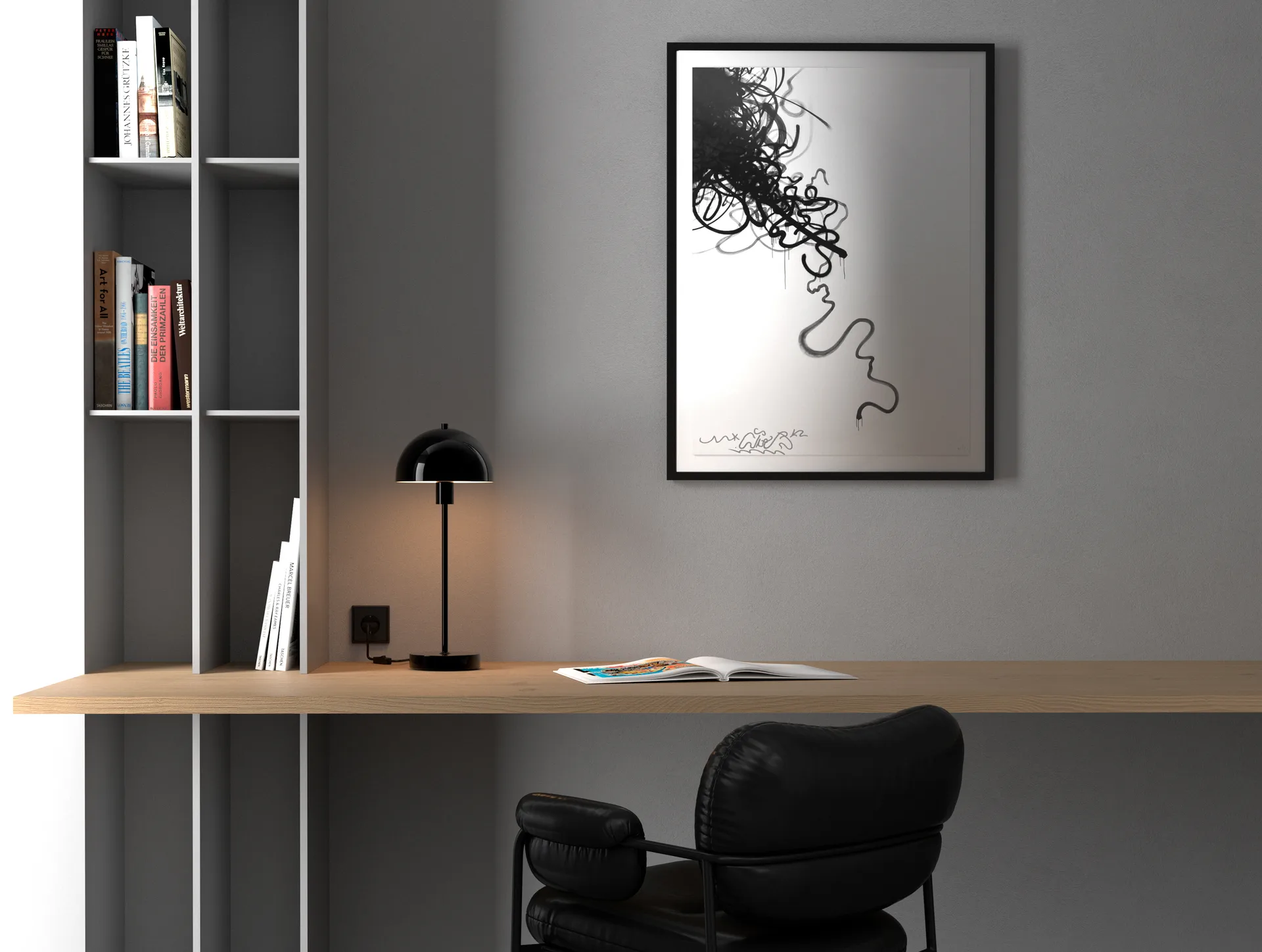 Lampada da tavolo Vienda, Nero brillante Herstal