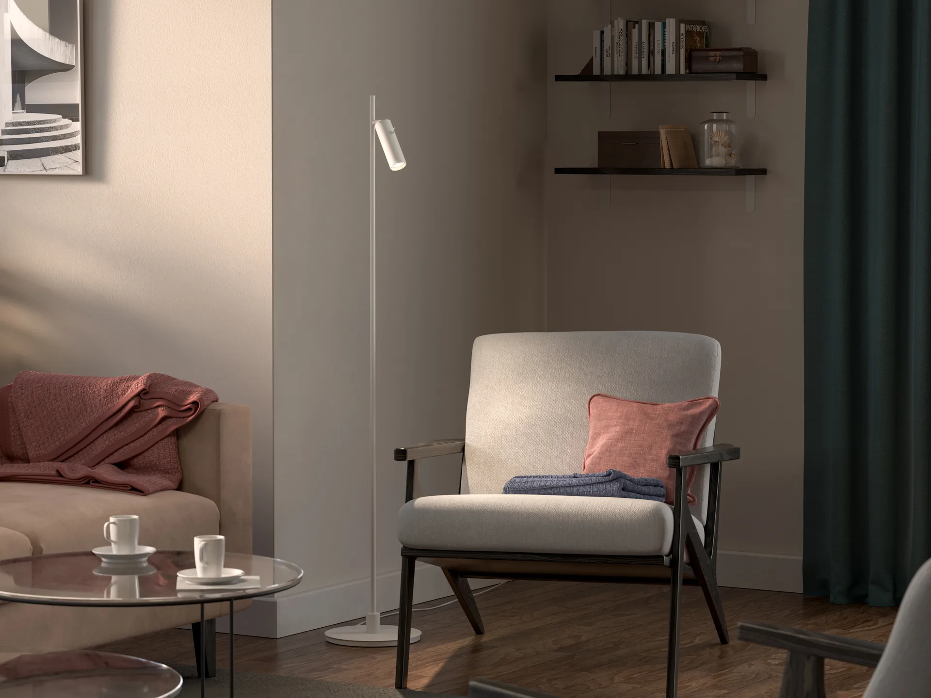 Lampada da terra Pipeline, Bianco opaco Herstal