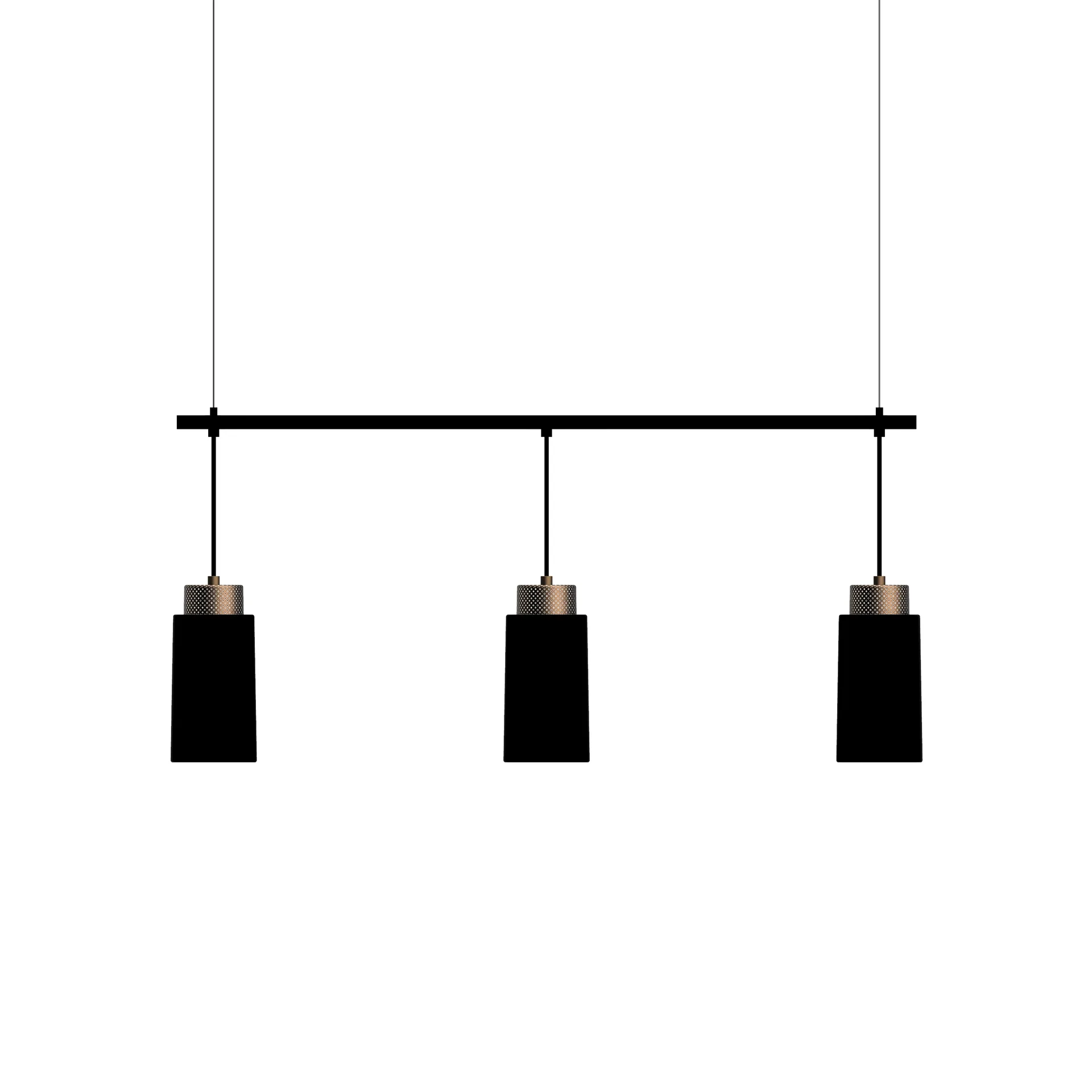 Lampadario Edge trio, Nero opaco-bronzo Herstal