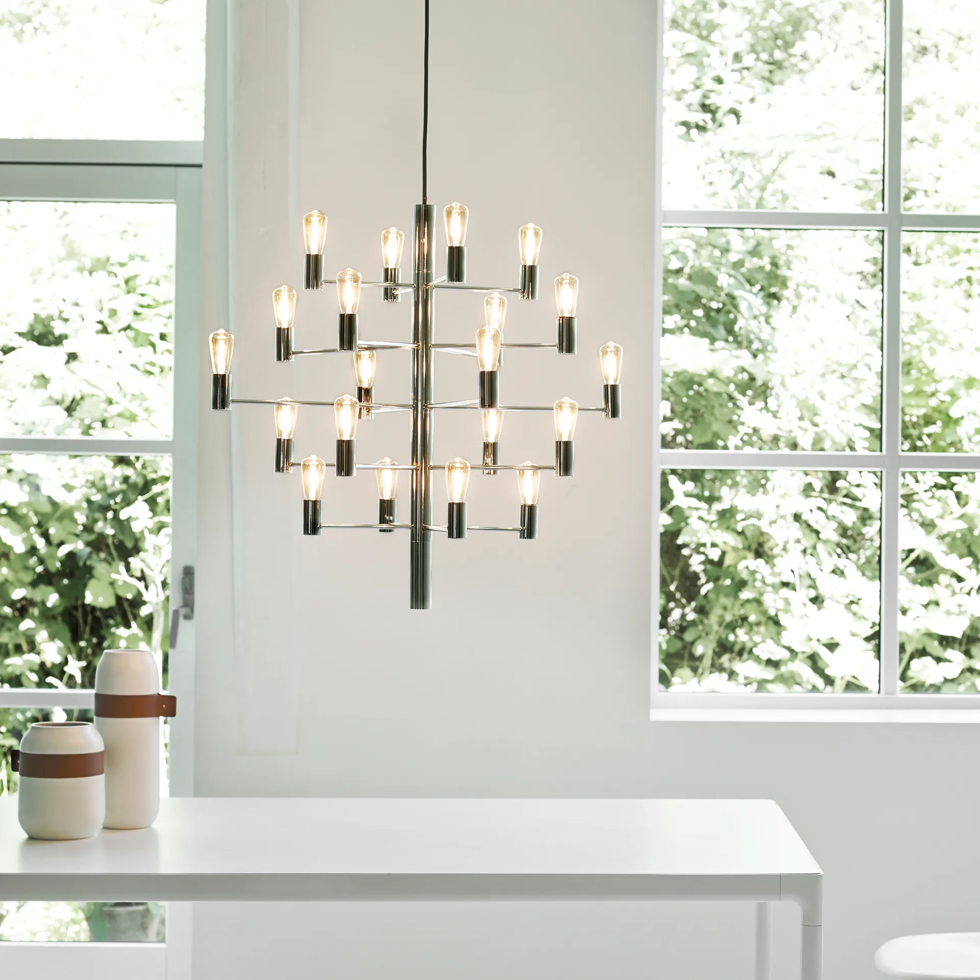 Lampadario Manola con 20 luci, cromo Herstal