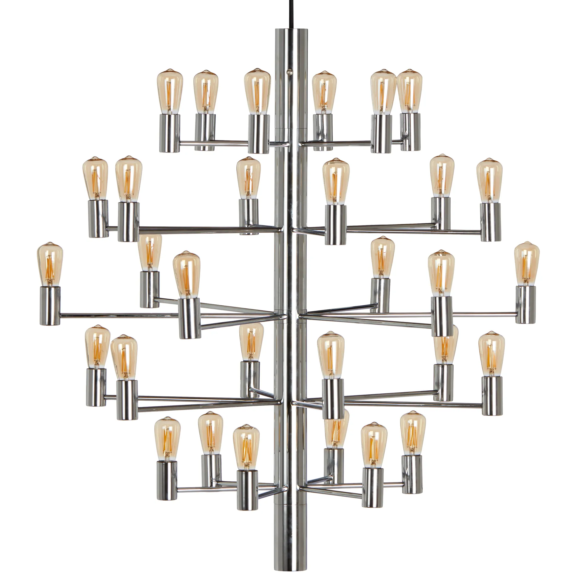Lampadario Manola con 30 luci, Cromo Herstal