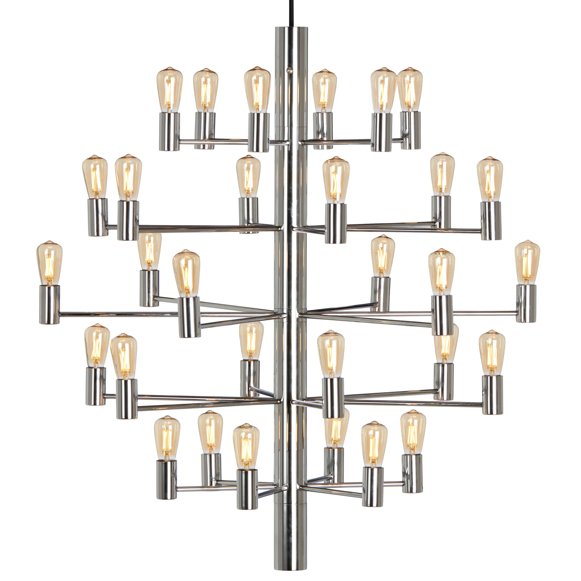Lampadario Manola con 30 luci, Cromo Herstal