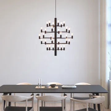 Lampadario Manola con 30 luci - Nero - Herstal