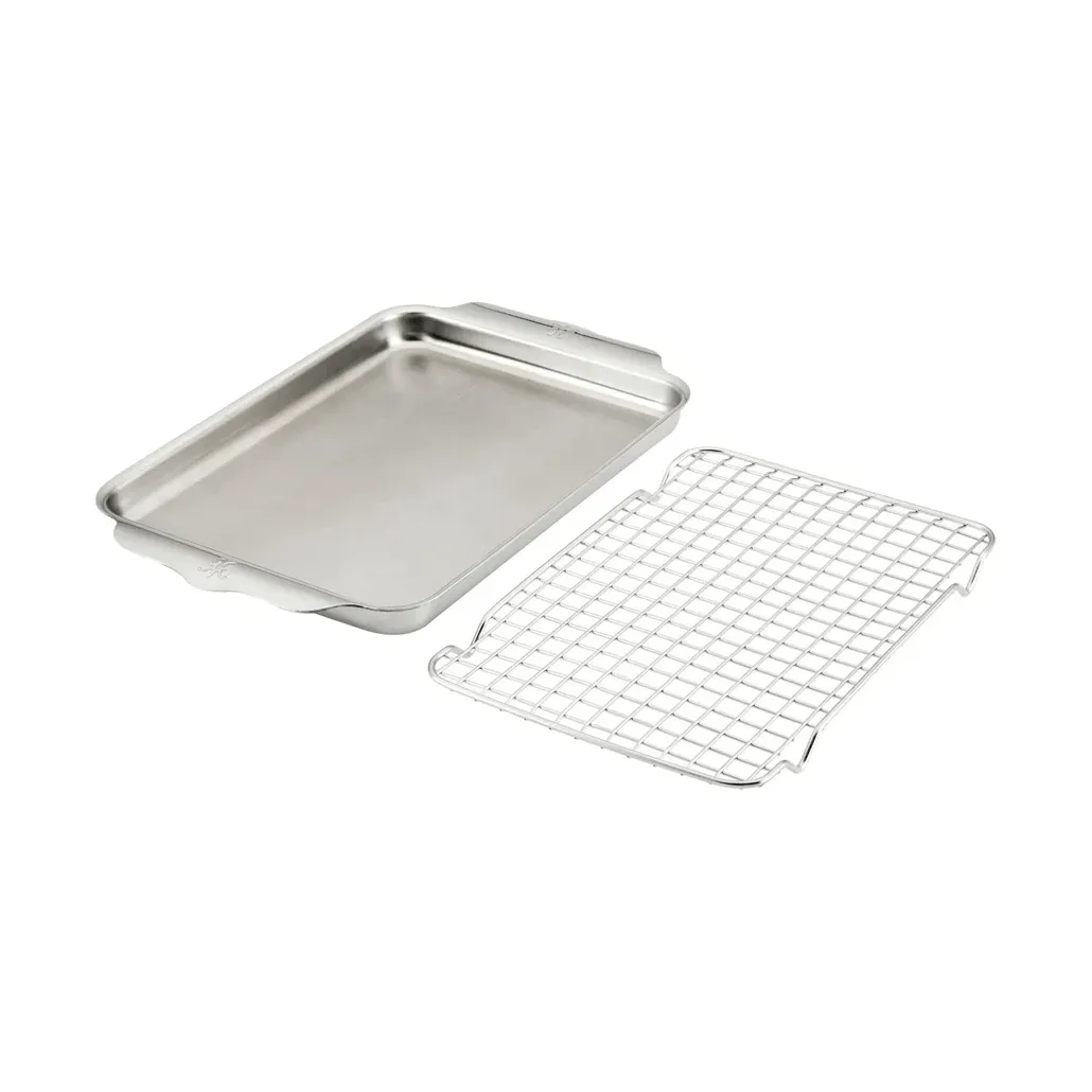 Hestan OvenBond padella quadrata con griglia per forno, Acciaio inossidabile, 24x39 cm Hestan