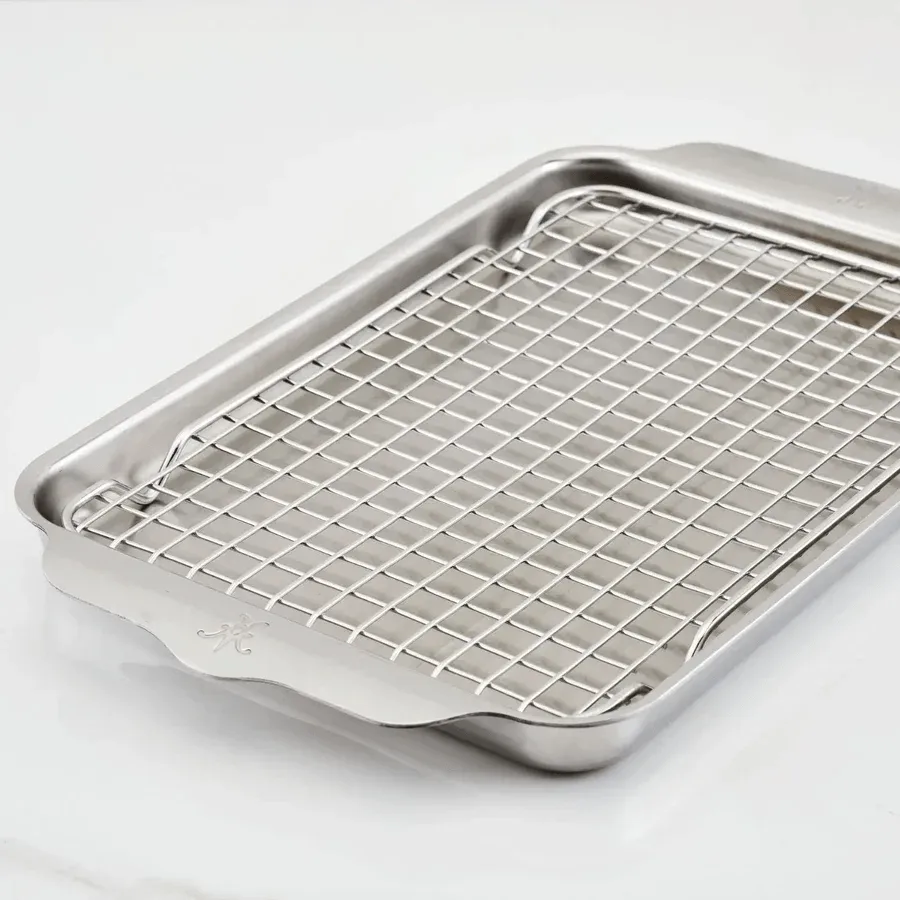 Hestan OvenBond padella quadrata con griglia per forno, Acciaio inossidabile, 24x39 cm Hestan