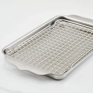 Hestan OvenBond padella quadrata con griglia per forno - Acciaio inossidabile, 24x39 cm - Hestan
