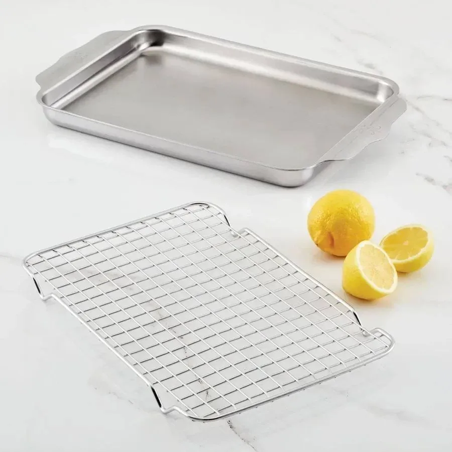 Hestan OvenBond padella quadrata con griglia per forno, Acciaio inossidabile, 24x39 cm Hestan