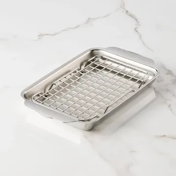 Hestan Ovenbond teglia con griglia di raffreddamento - Acciaio inox, 16,8x28,8 cm - Hestan