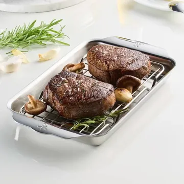 Hestan Ovenbond teglia con griglia di raffreddamento - Acciaio inox, 16,8x28,8 cm - Hestan