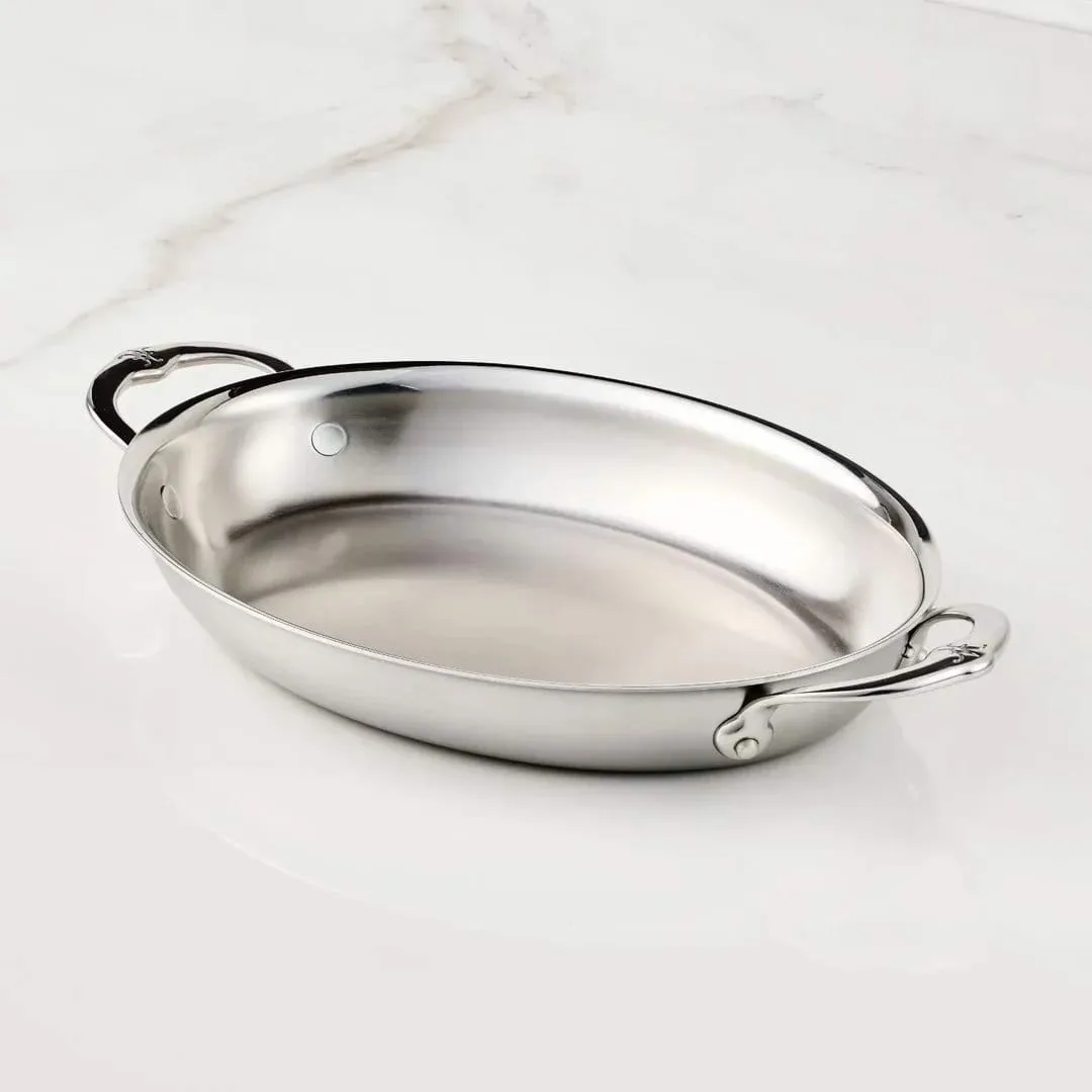 Hestan Provisions teglia per gratin, Acciaio inox, ovale, 42,5x33,5 cm Hestan