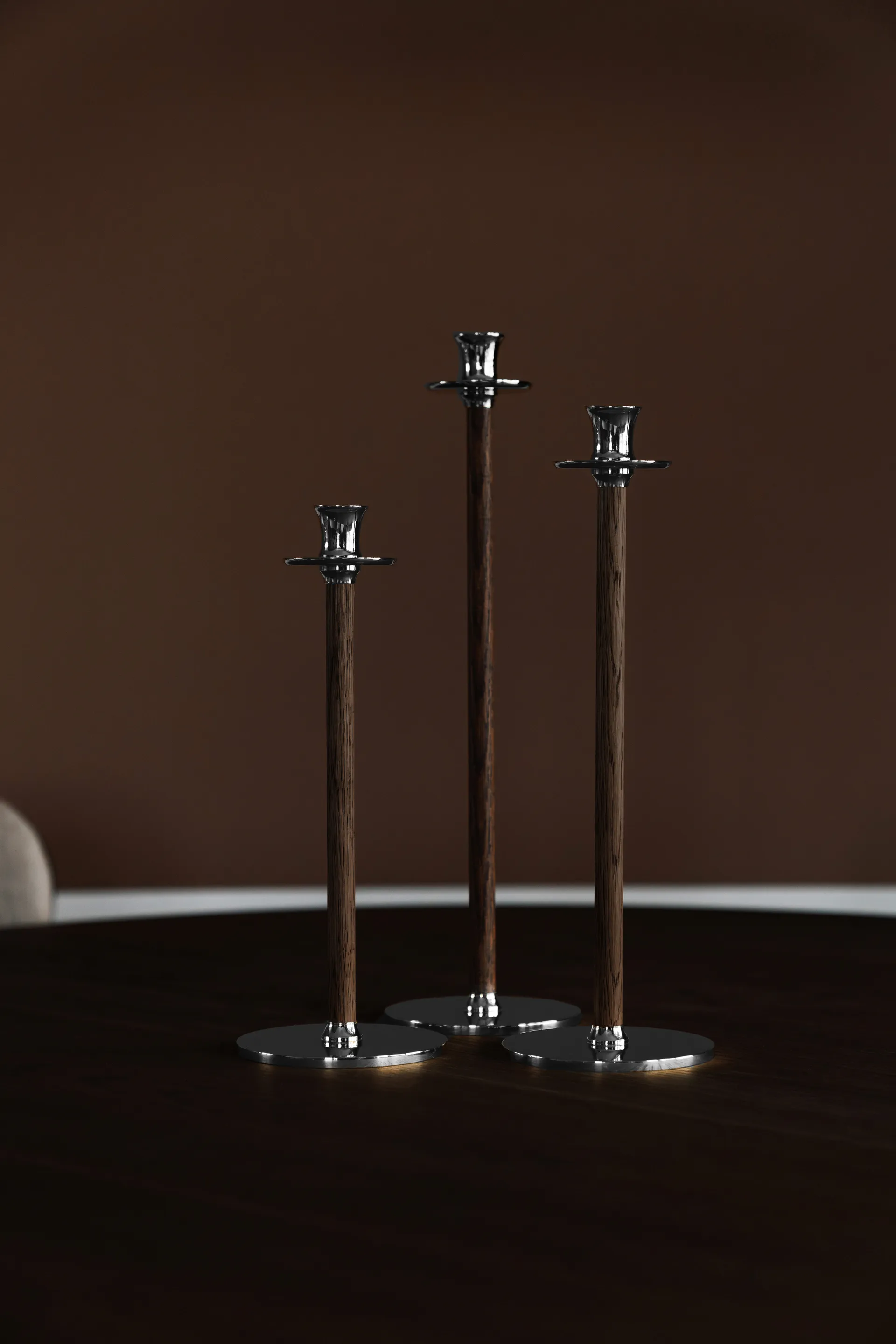 Candelabro Alto Basso 30 cm, Ottone nichelato Hilke Collection