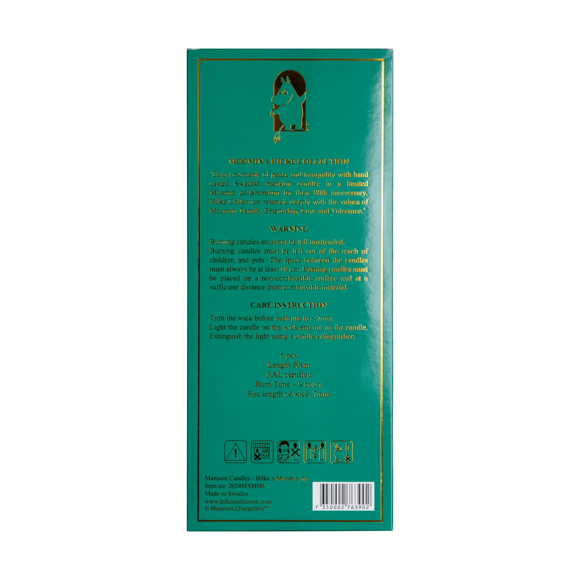 Candele Herrgårdsljus 30 cm confezione da 6, Mumin Hilke Collection