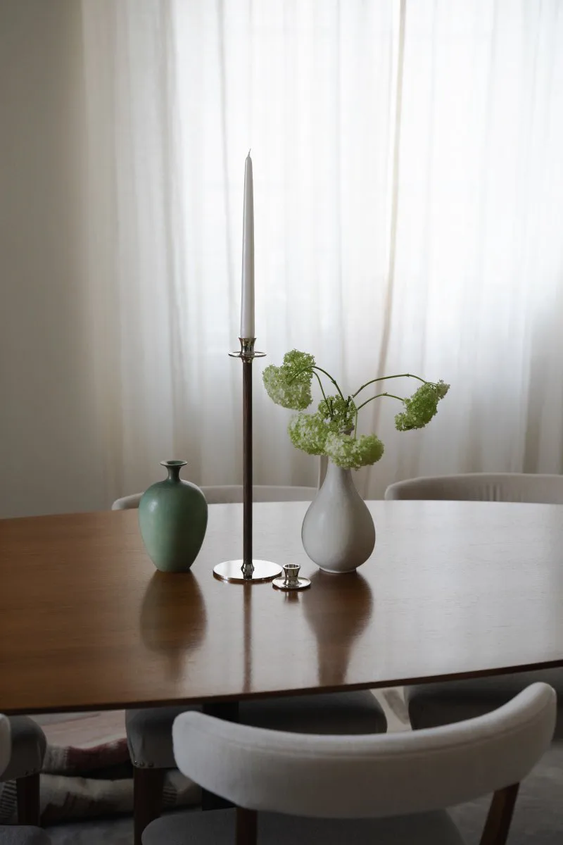 Candelieri bassi Basso, Ottone nichelato Hilke Collection