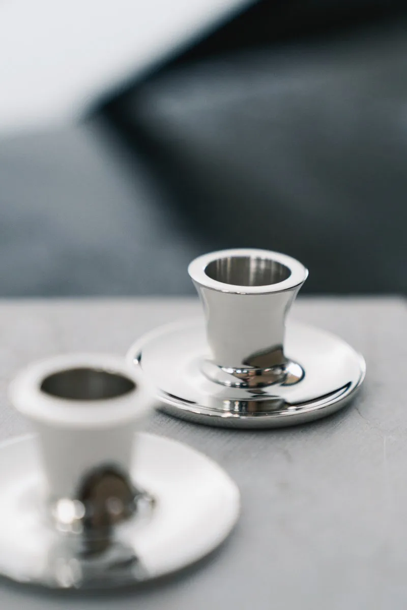 Candelieri bassi Basso, Ottone nichelato Hilke Collection