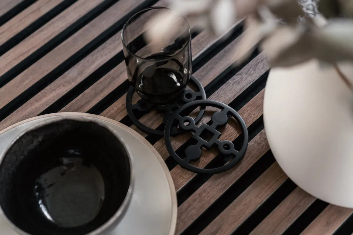 Confezione da 4 sottobicchieri Anima Gemella, Nero Hilke Collection