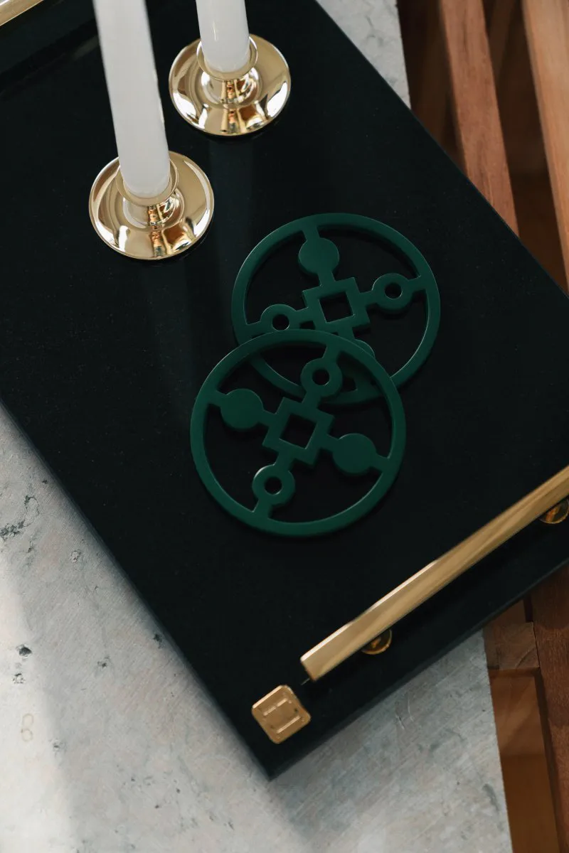 Confezione da 4 sottobicchieri Anima Gemella, Verde Hilke Collection