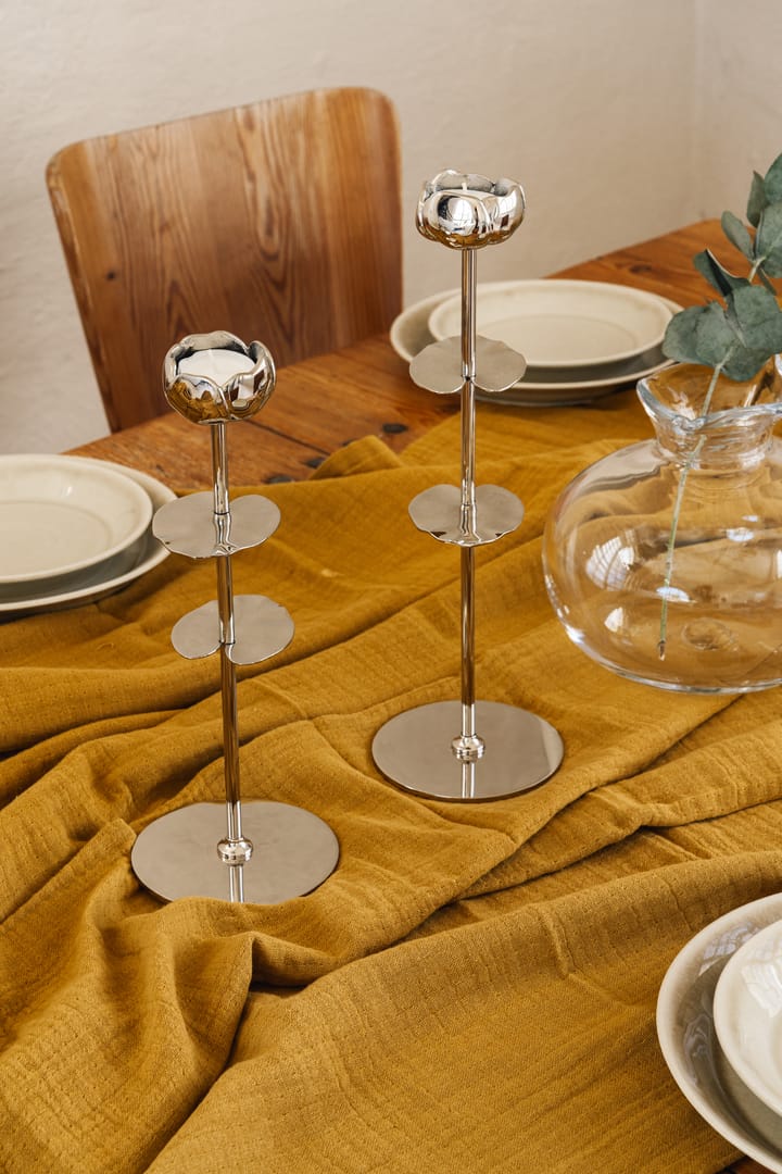 Portacandele Ninfea Alta 30 cm, Ottone nichelato Hilke Collection