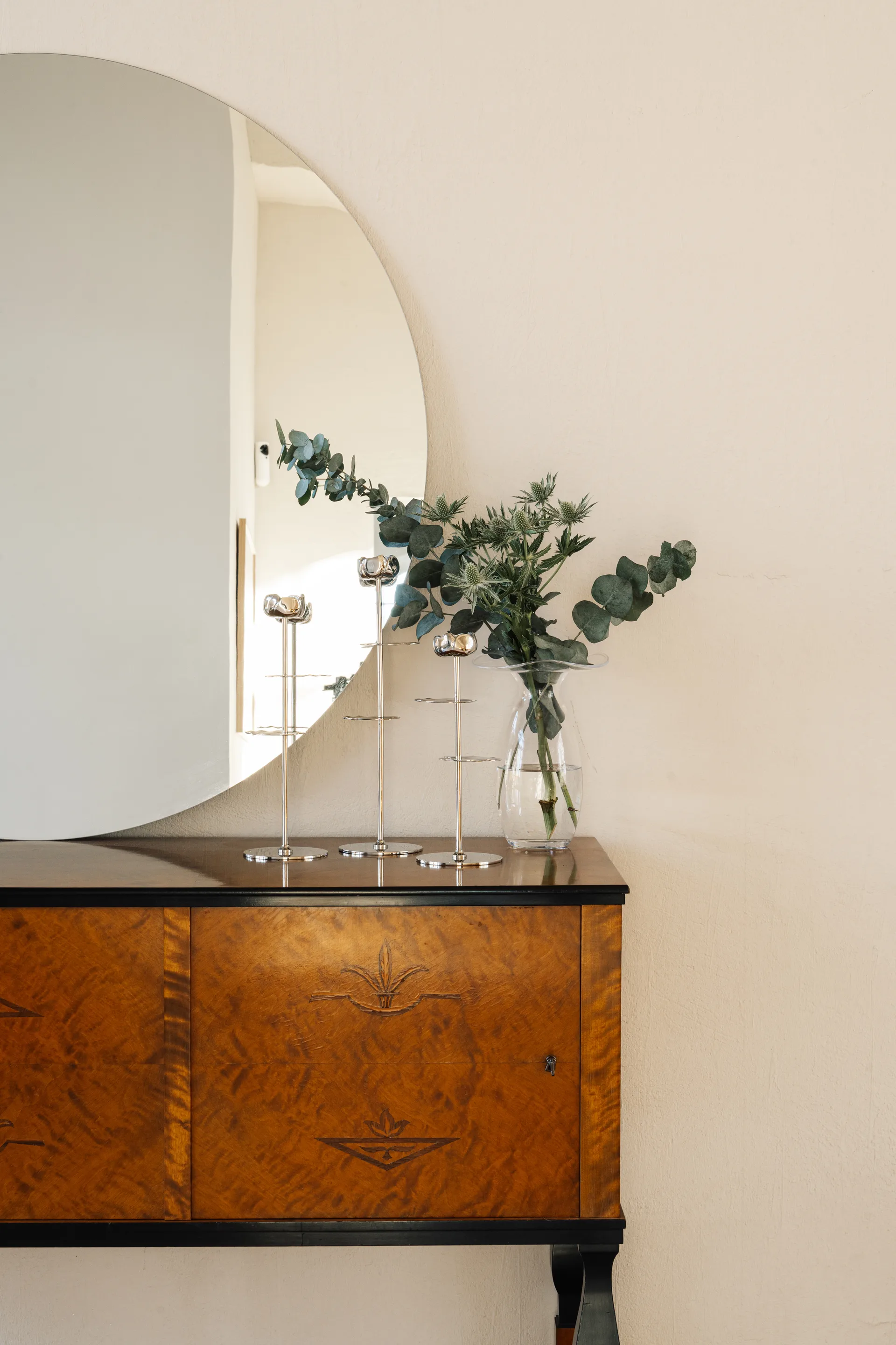 Portacandele Ninfea Alta 40 cm, Ottone nichelato Hilke Collection