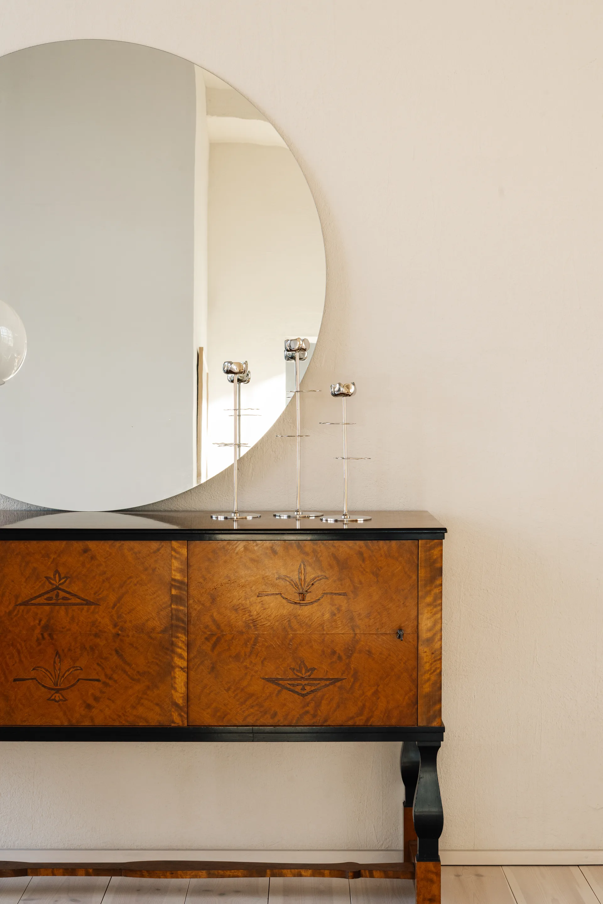 Portacandele Ninfea Alta 40 cm, Ottone nichelato Hilke Collection