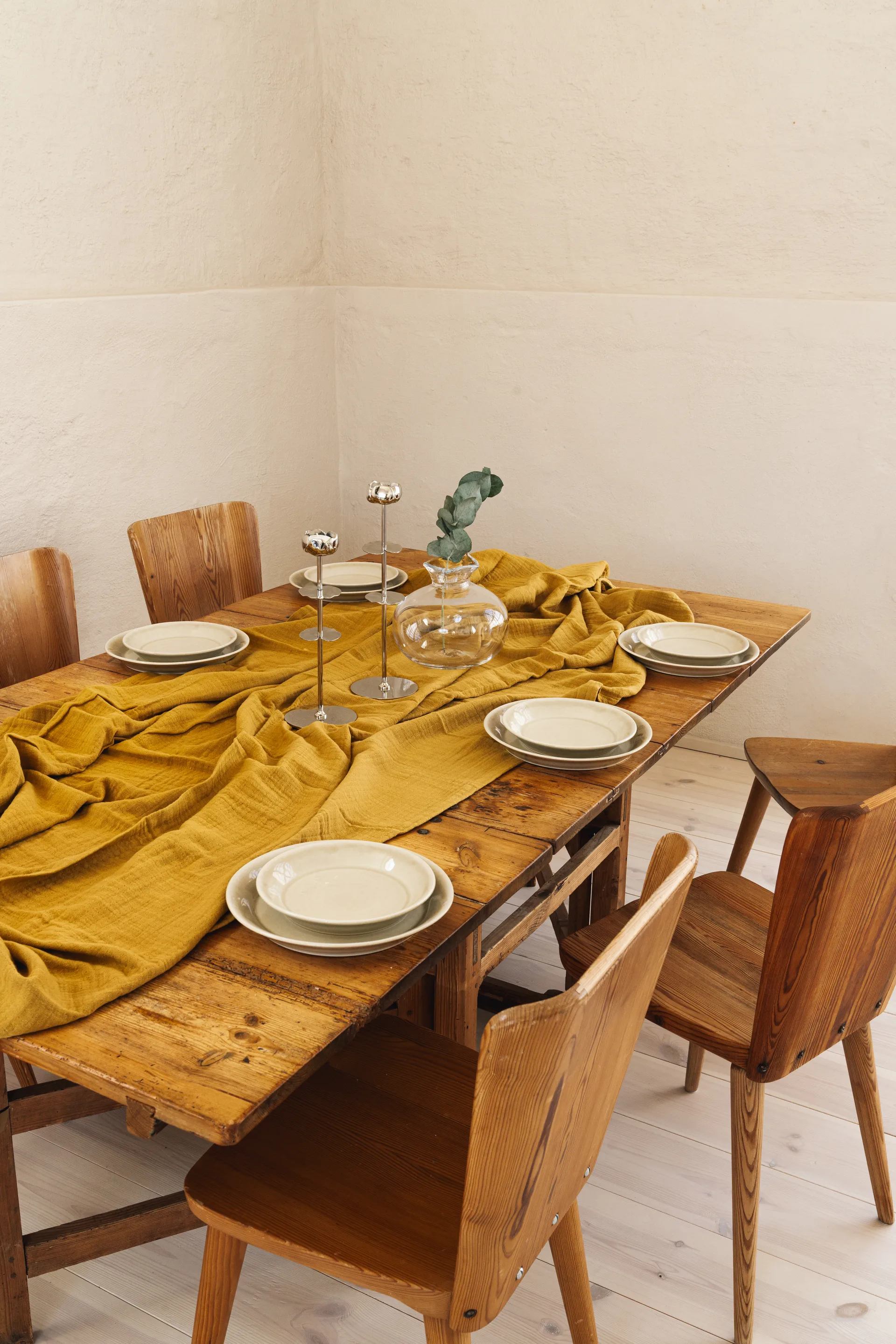 Portacandele Ninfea Alta 40 cm, Ottone nichelato Hilke Collection