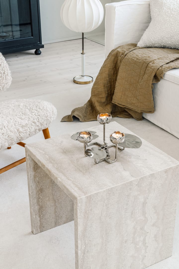 Portacandele Ninfea grande, Ottone nichelato Hilke Collection