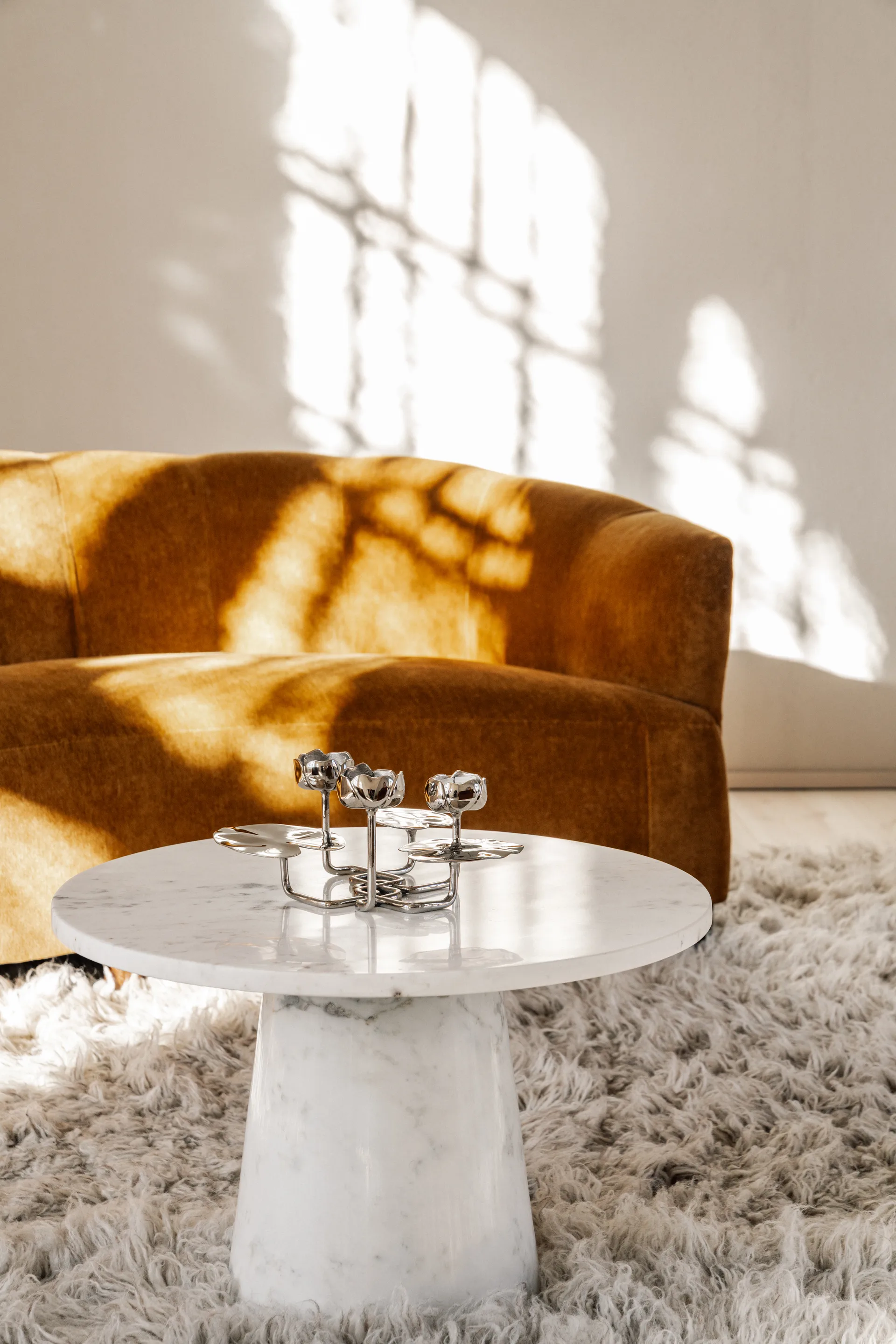 Portacandele Ninfea grande, Ottone nichelato Hilke Collection