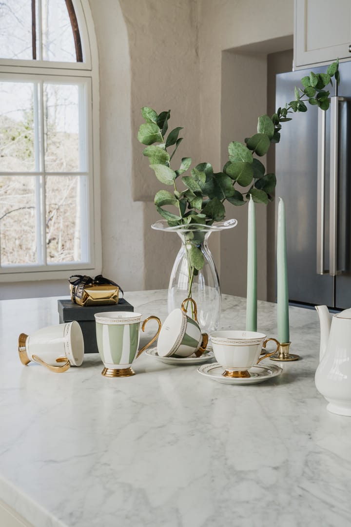 Tazza con piattino Strisce Salvia , 22 cl Hilke Collection