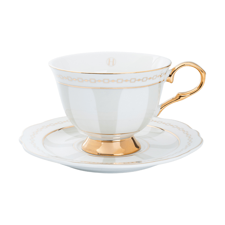 Tazza con piattino Strisce Tortora  - 22 cl - Hilke Collection