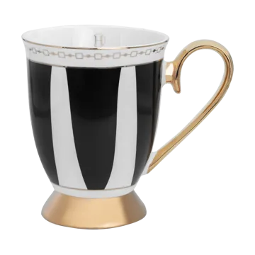 Tazza Strisce Nero 28 cl - Nero-bianco-oro - Hilke Collection