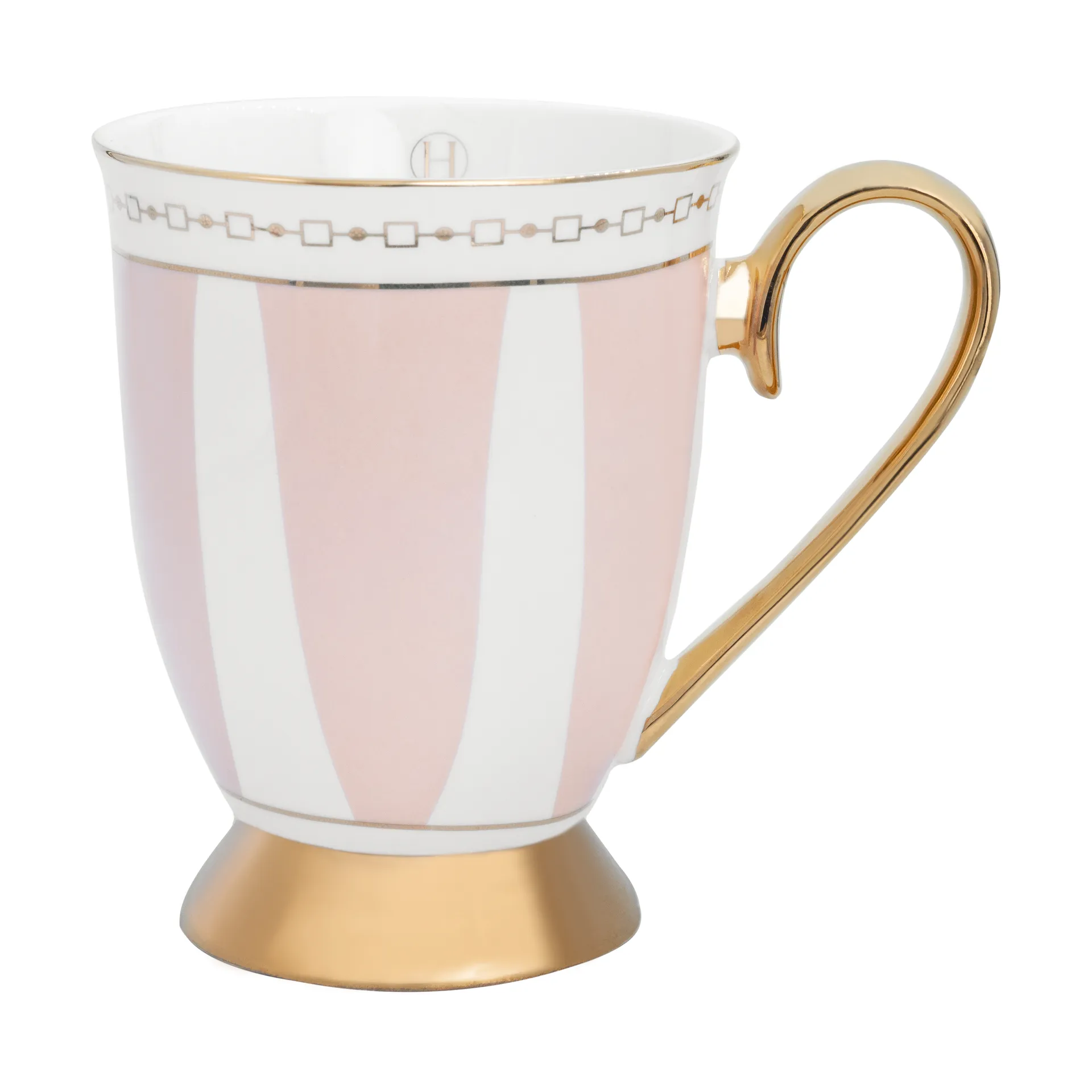 Tazza Strisce Rosa 28 cl, Rosa-bianco-oro Hilke Collection