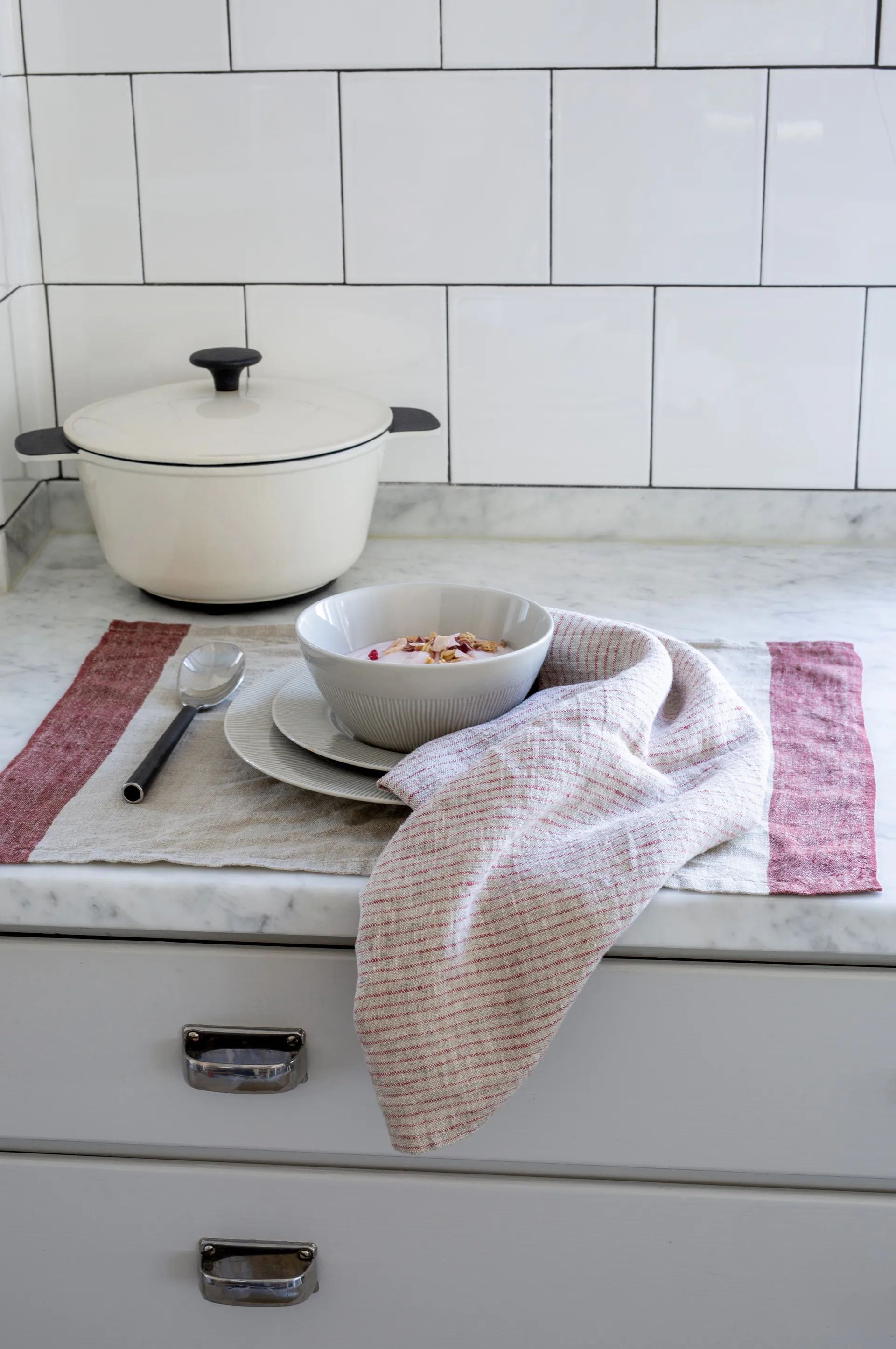 Strofinaccio Linus 50x70 cm, confezione da 2, True red, naturale Himla