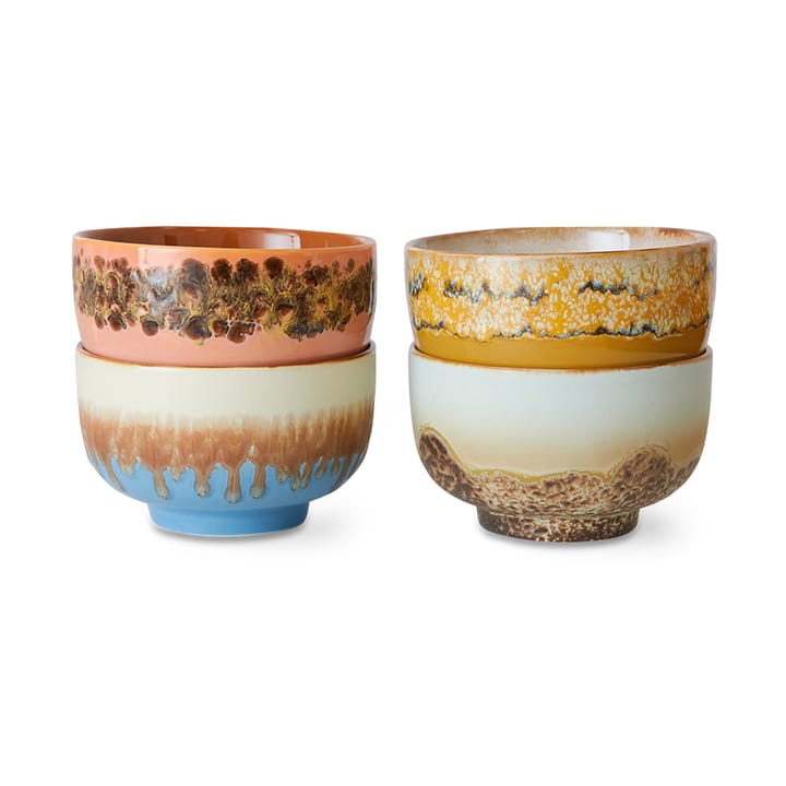 Ciotola 70's Ø13,5 cm in confezione da 4 - Seabreeze - HKliving