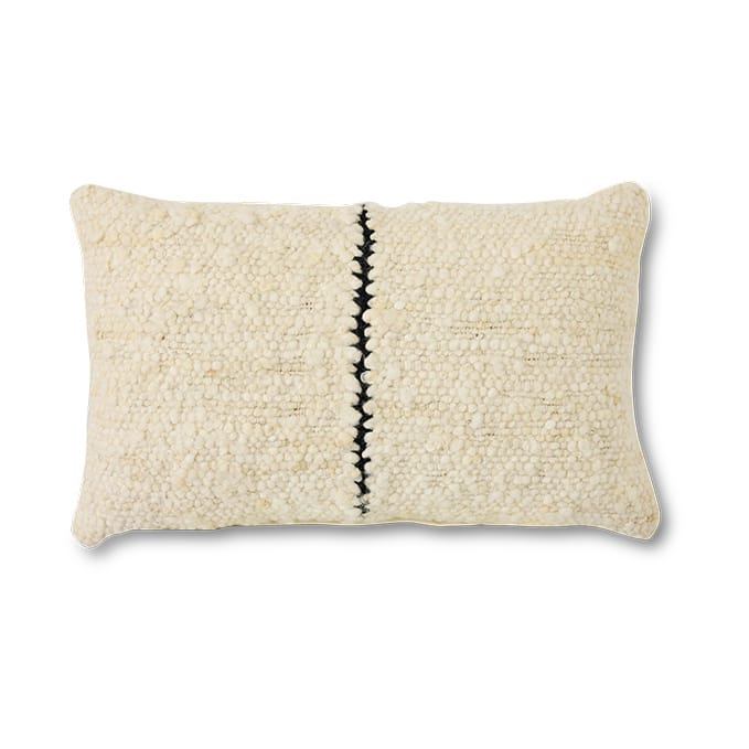 Cuscino a righe in lana naturale 30x50 cm - Bianco - HKliving