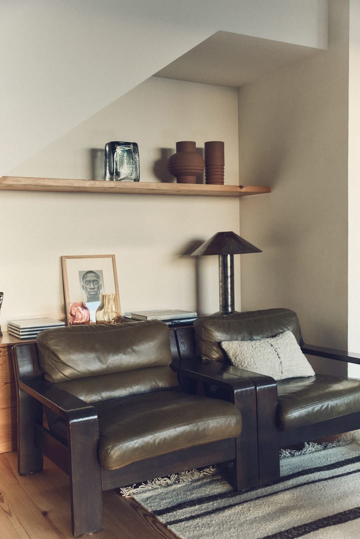 Cuscino a righe in lana naturale 30x50 cm, Bianco HKliving