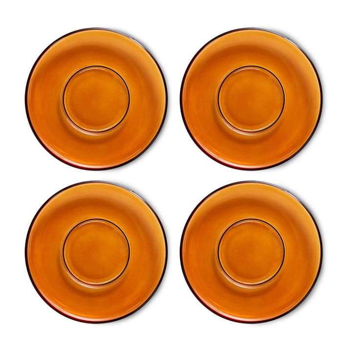 Piattino da caffè 70's Glassware Ø 10,6 cm, confezione da 4 - Amber brown - HKliving
