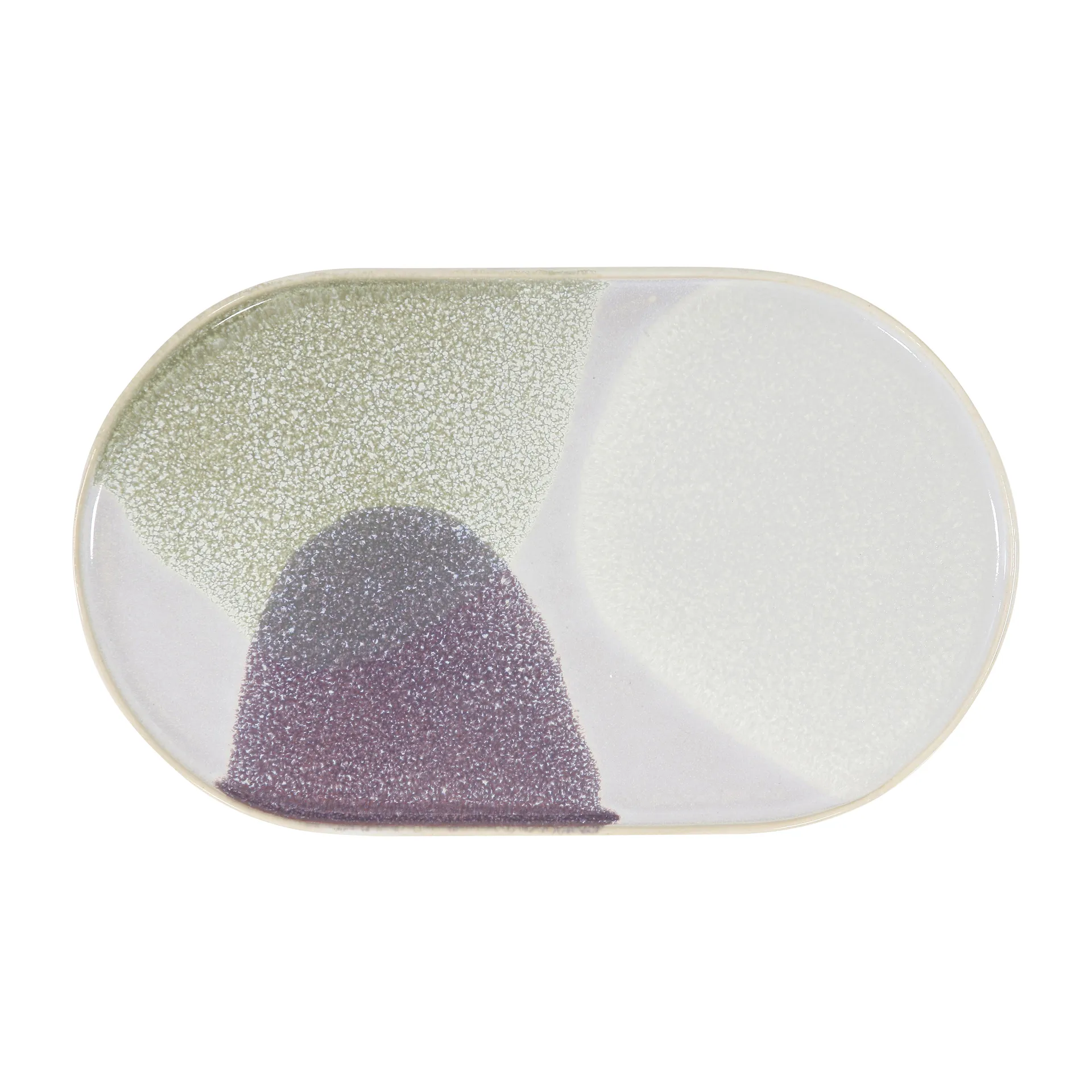 Piatto piano ovale in ceramica Gallery, verde/viola HKliving