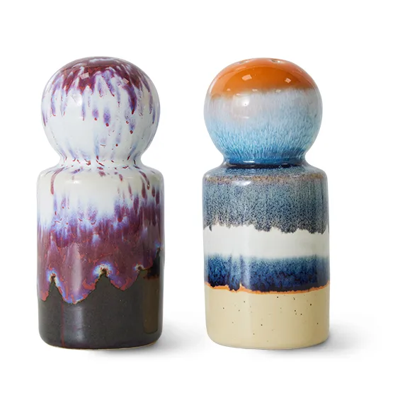 Set di 2 Saliera e Pepiera in Ceramica a Forma di Zucca Carina, Colori Bianco, A