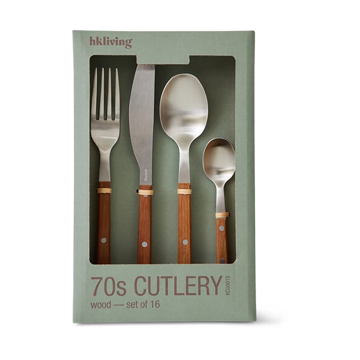 Set di posate anni '70, 16 pezzi - Legno - HKliving