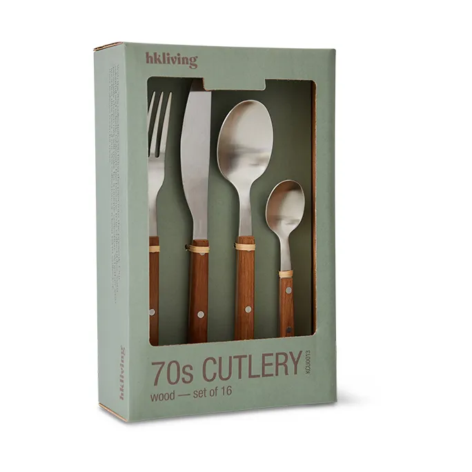 Set di posate anni '70, 16 pezzi, Legno HKliving