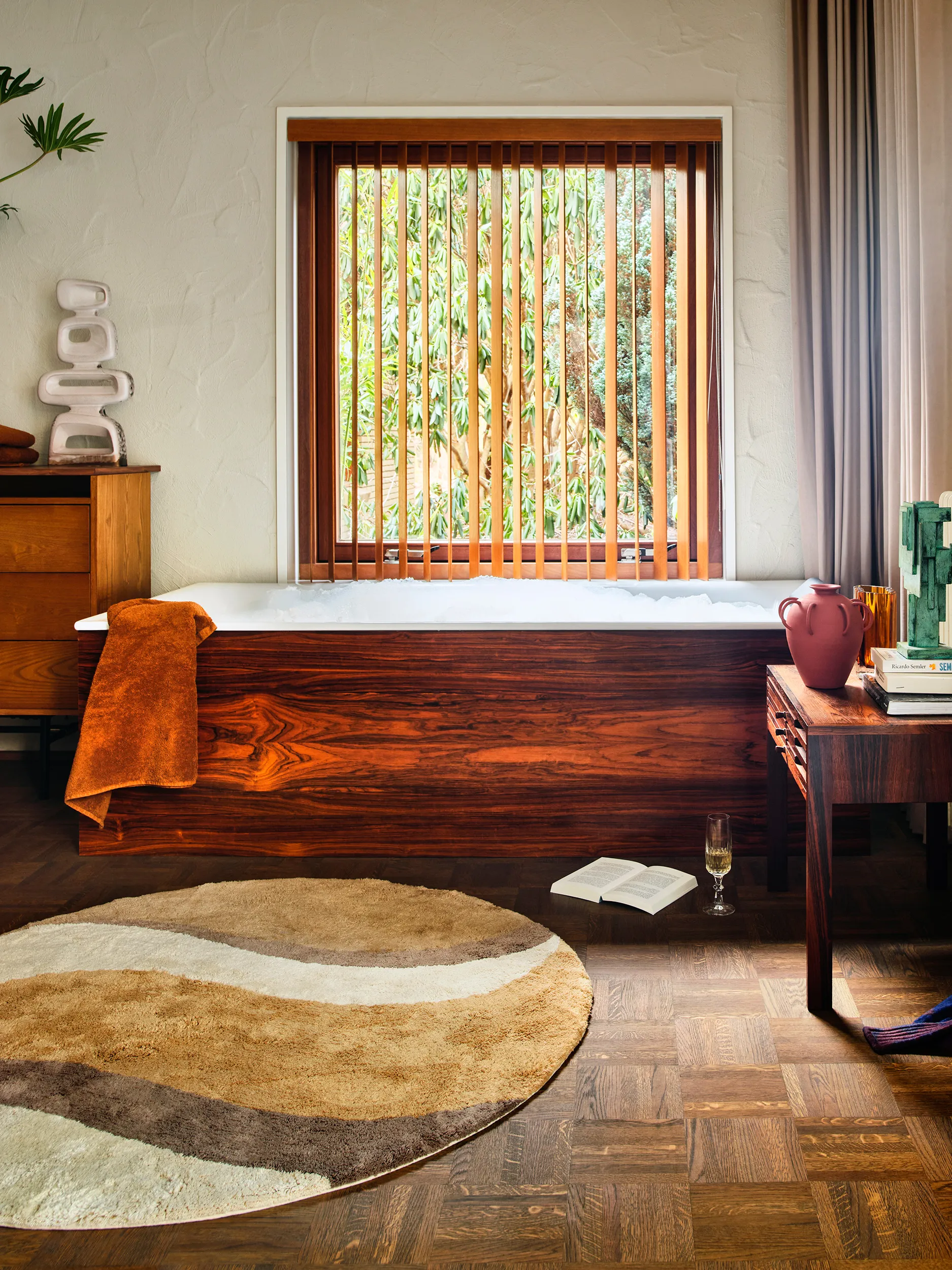 Tappeto da bagno Natural Waves Ø 120 cm, Multicolore naturale HKliving